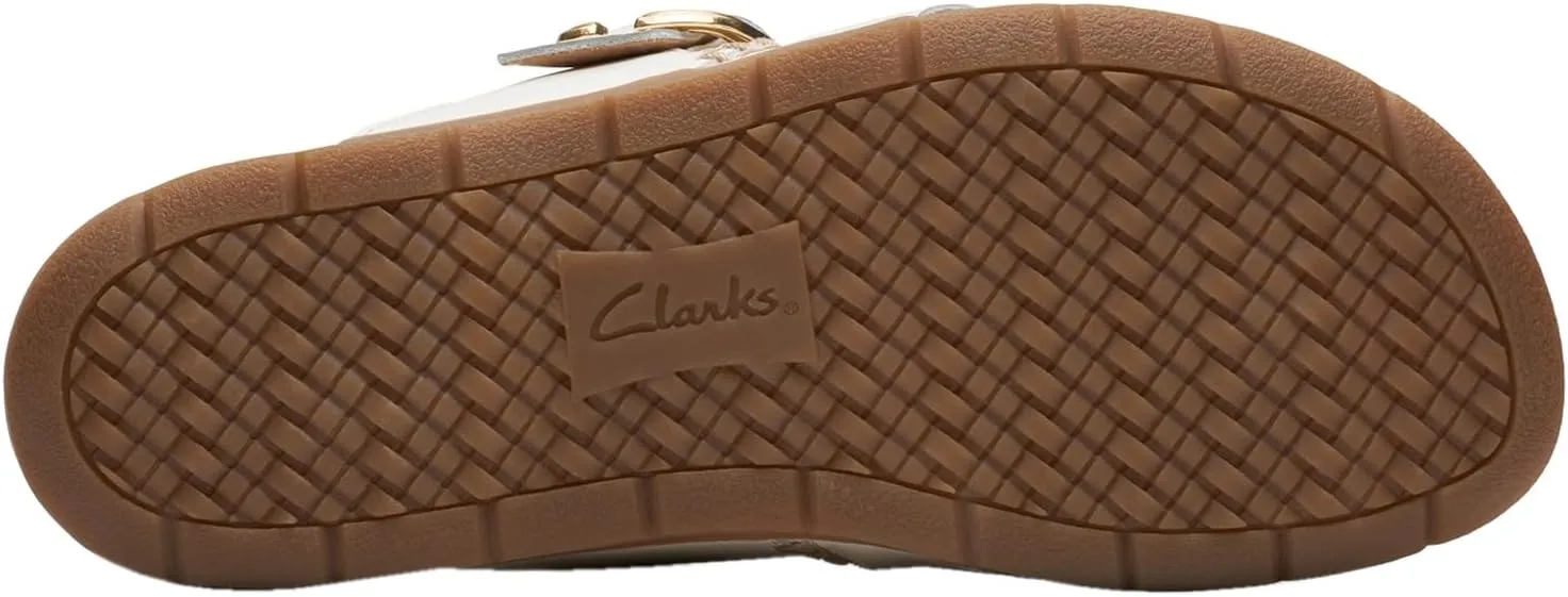 Clarks Women's Reileigh Park Flip-Flop, Off White Leather, 6