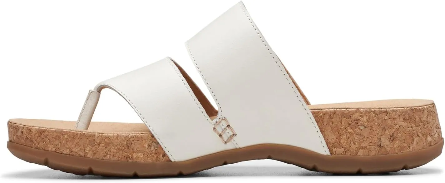 Clarks Women's Reileigh Park Flip-Flop, Off White Leather, 6