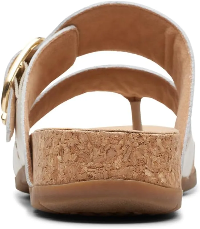 Clarks Women's Reileigh Park Flip-Flop, Off White Leather, 6