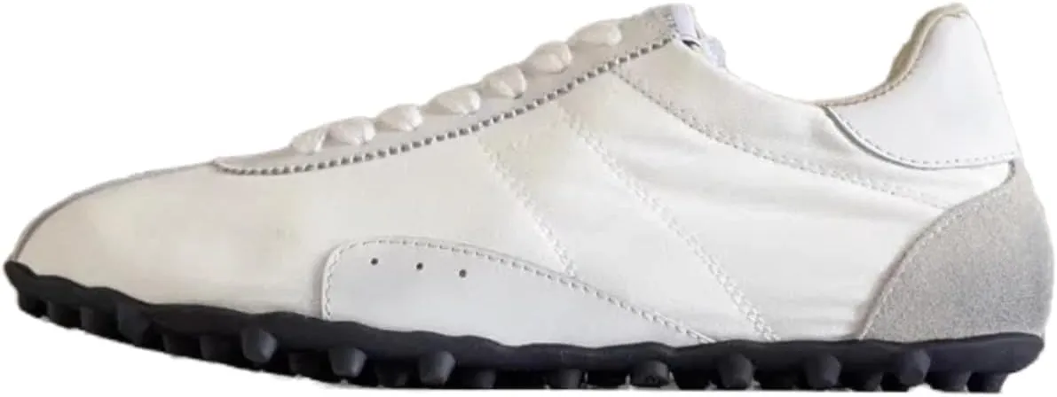 Classic Lace-up White Sneakers for Women Soft-Soled and Soft-surfaced Genuine Leather Flats Shoes Sporty Light Activities Casual Wear Office Work