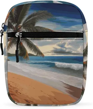 Coconut Palm Tree Sandy Beach Oxford Cloth Ammo Crossbody Shoulder Bag Medic Bag Classic Small Messenger Crossbody Bag Unisex Classic Canvas Shoulder Bag for Women, Bookbag for Work