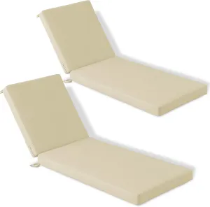 Codi Chaise Lounge Cushions Outdoor, Pool Lounges Chair Cushion Set, Waterproof for Patio Furniture, 72 x 22.5 x 3.5 Inch 2PK Beige
