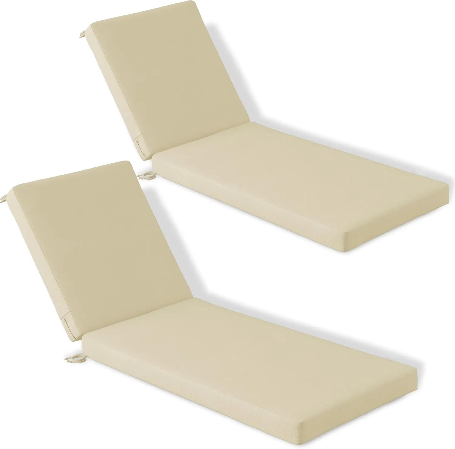 Codi Chaise Lounge Cushions Outdoor, Pool Lounges Chair Cushion Set, Waterproof for Patio Furniture, 72 x 22.5 x 3.5 Inch 2PK Beige
