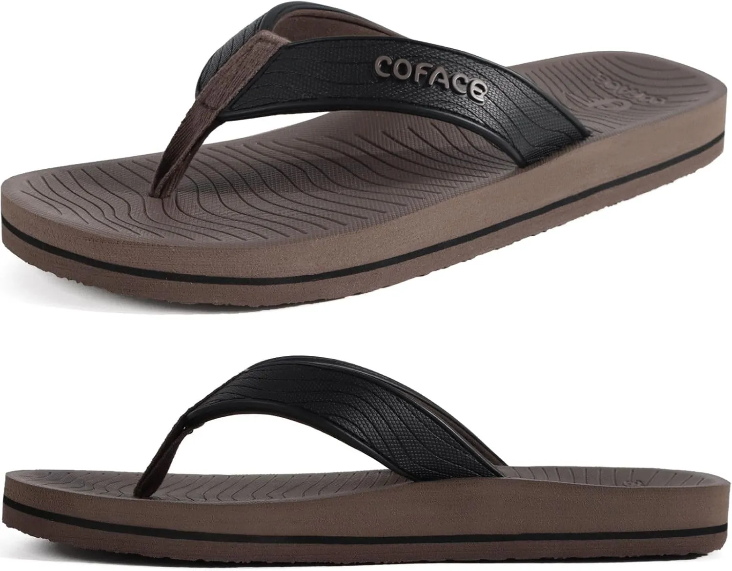 COFACE Men's Flip Flops Comfortable Yoga Mat Cushion Thong Sandals with Arch Support Casual Summer Beach Slides For Man, Size 7~15