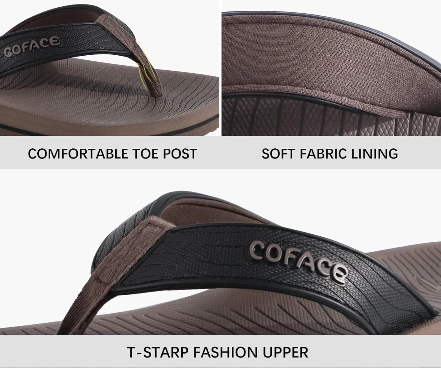 COFACE Men's Flip Flops Comfortable Yoga Mat Cushion Thong Sandals with Arch Support Casual Summer Beach Slides For Man, Size 7~15