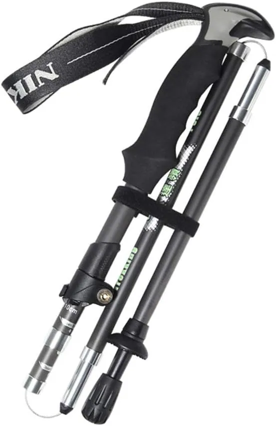 Collapsible Walking Sticks - Strong Lightweight Carbon Fiber Foldable Hike Pole Adjustable with Quick Flip-Lock
