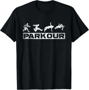 Cool Parkour Distressed Backflip Funny Free Running Parkour T-Shirt