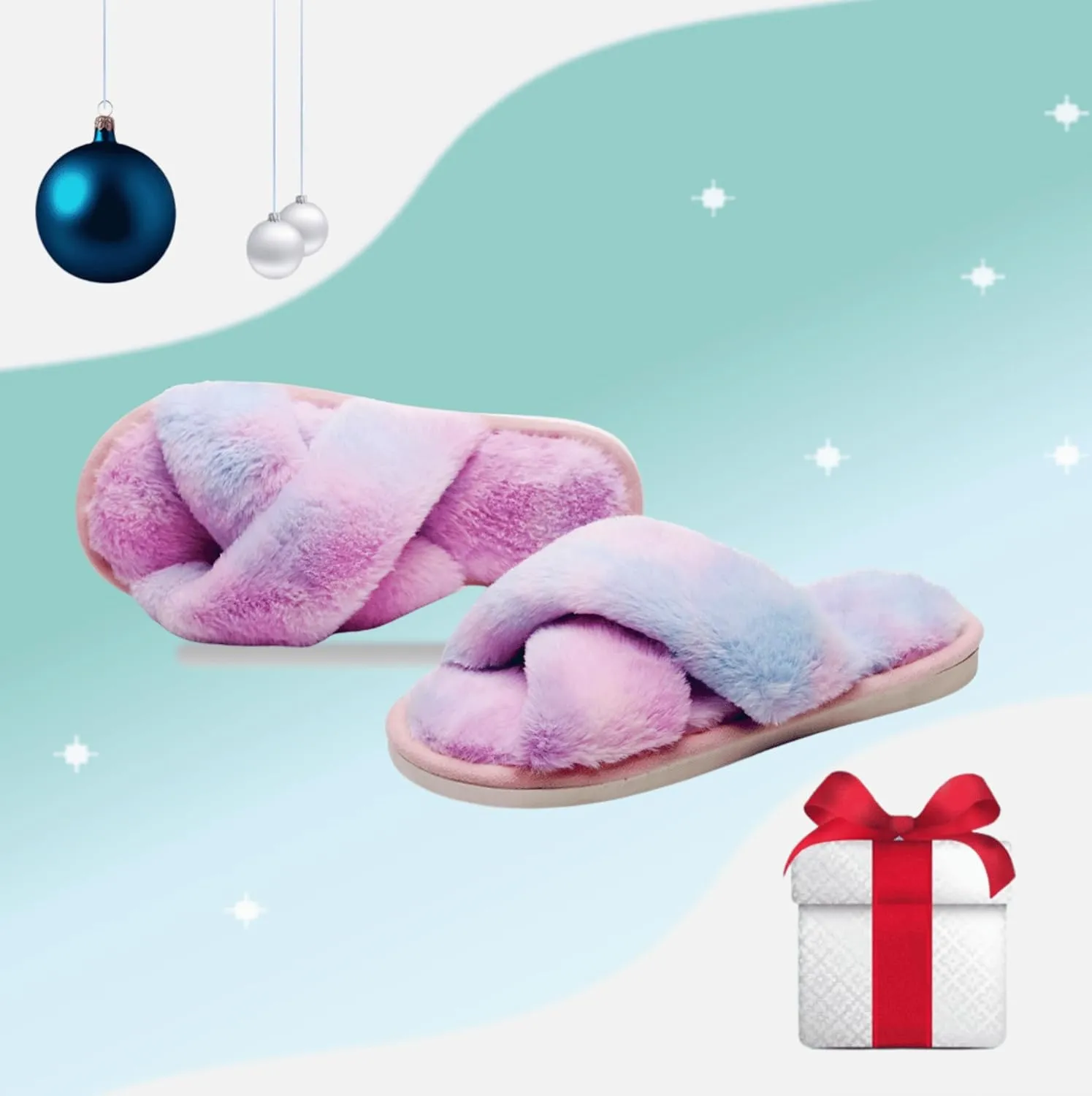 Crazy Lady Women's Fuzzy Fluffy Furry Fur Slippers Flip Flop Open Toe Cozy House Memory Foam Sandals Slides Soft Flat Comfy Anti-Slip Spa Indoor Outdoor Slip on