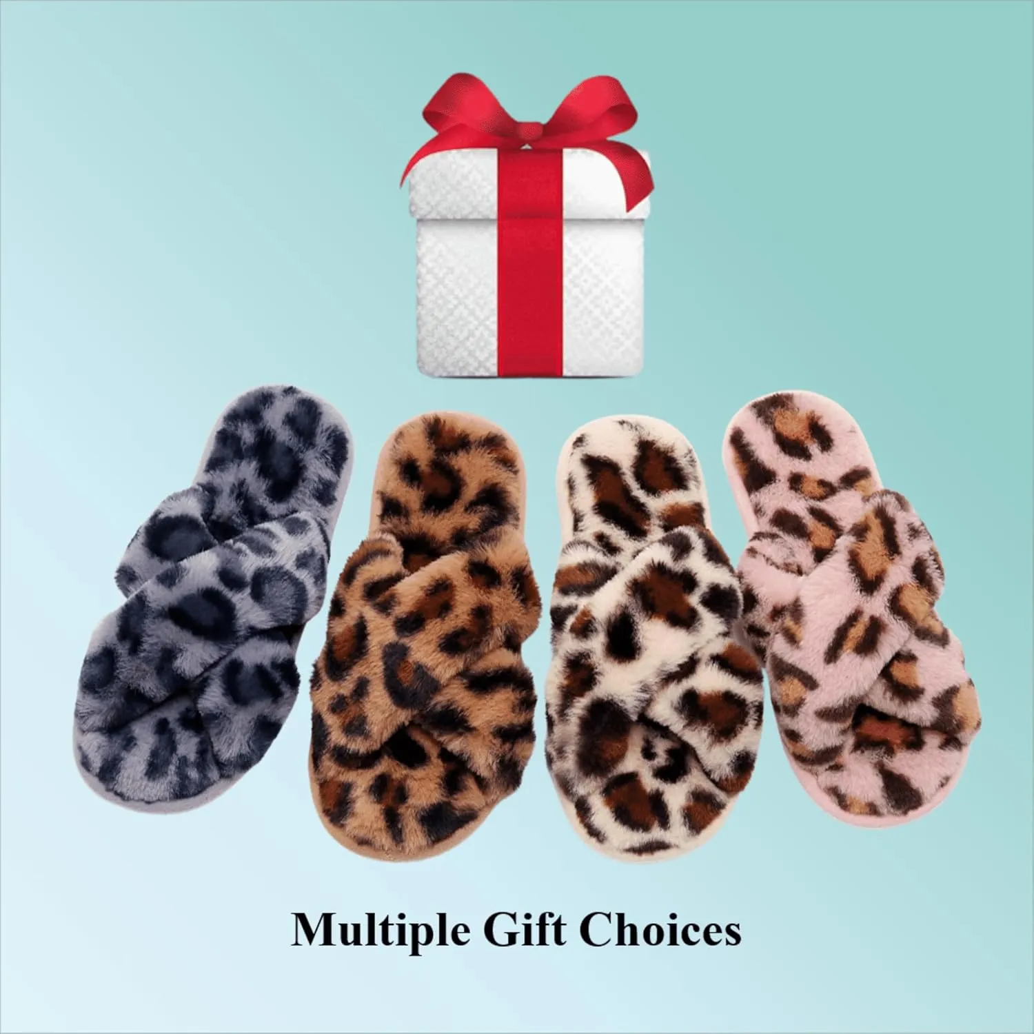 Crazy Lady Women's Fuzzy Fluffy Furry Fur Slippers Flip Flop Open Toe Cozy House Memory Foam Sandals Slides Soft Flat Comfy Anti-Slip Spa Indoor Outdoor Slip on