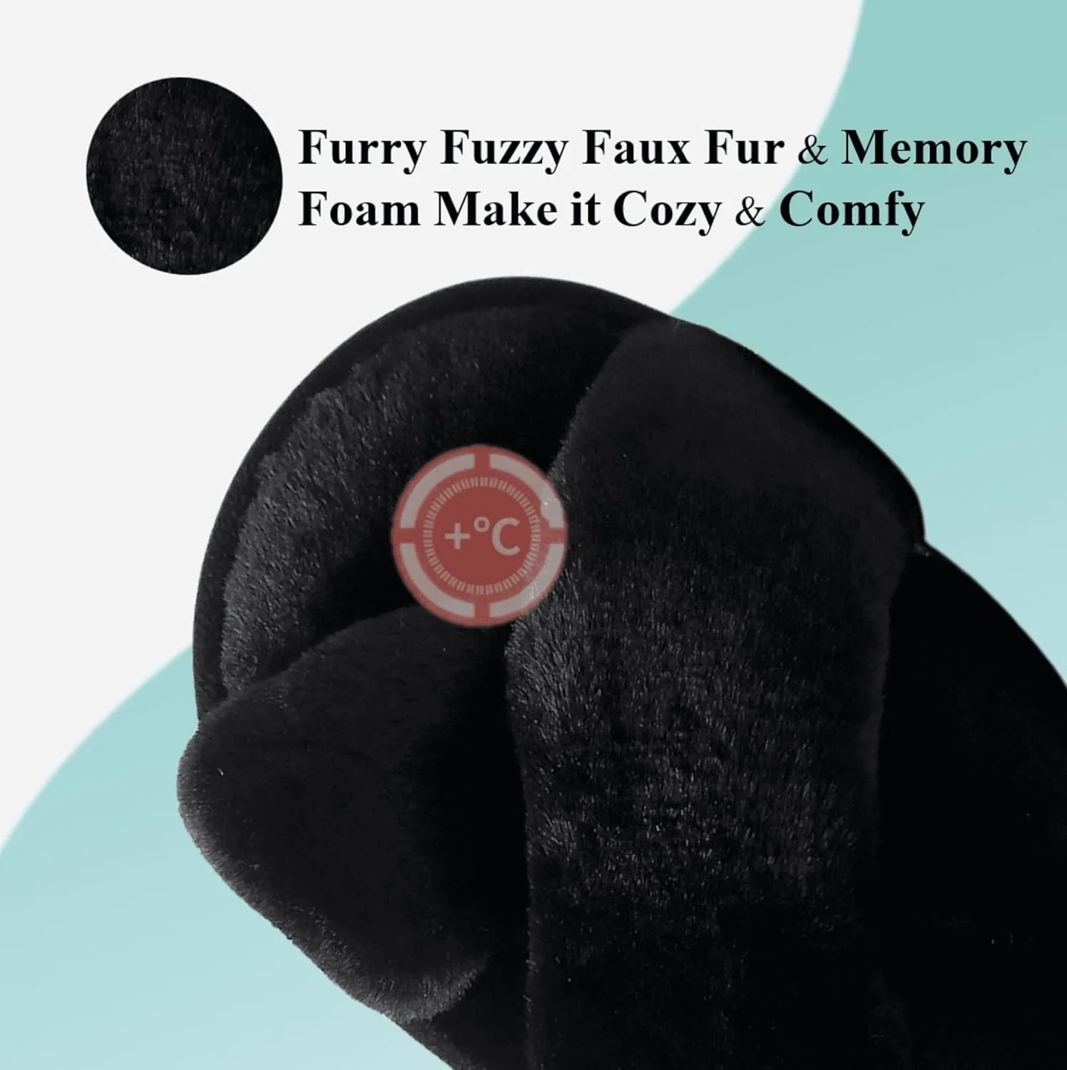 Crazy Lady Women's Fuzzy Fluffy Furry Fur Slippers Flip Flop Open Toe Cozy House Memory Foam Sandals Slides Soft Flat Comfy Anti-Slip Spa Indoor Outdoor Slip on