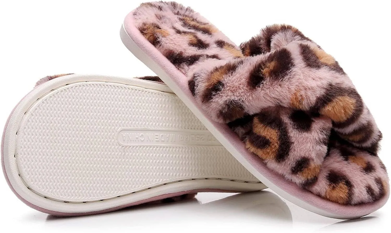 Crazy Lady Women's Fuzzy Fluffy Furry Fur Slippers Flip Flop Open Toe Cozy House Memory Foam Sandals Slides Soft Flat Comfy Anti-Slip Spa Indoor Outdoor Slip on