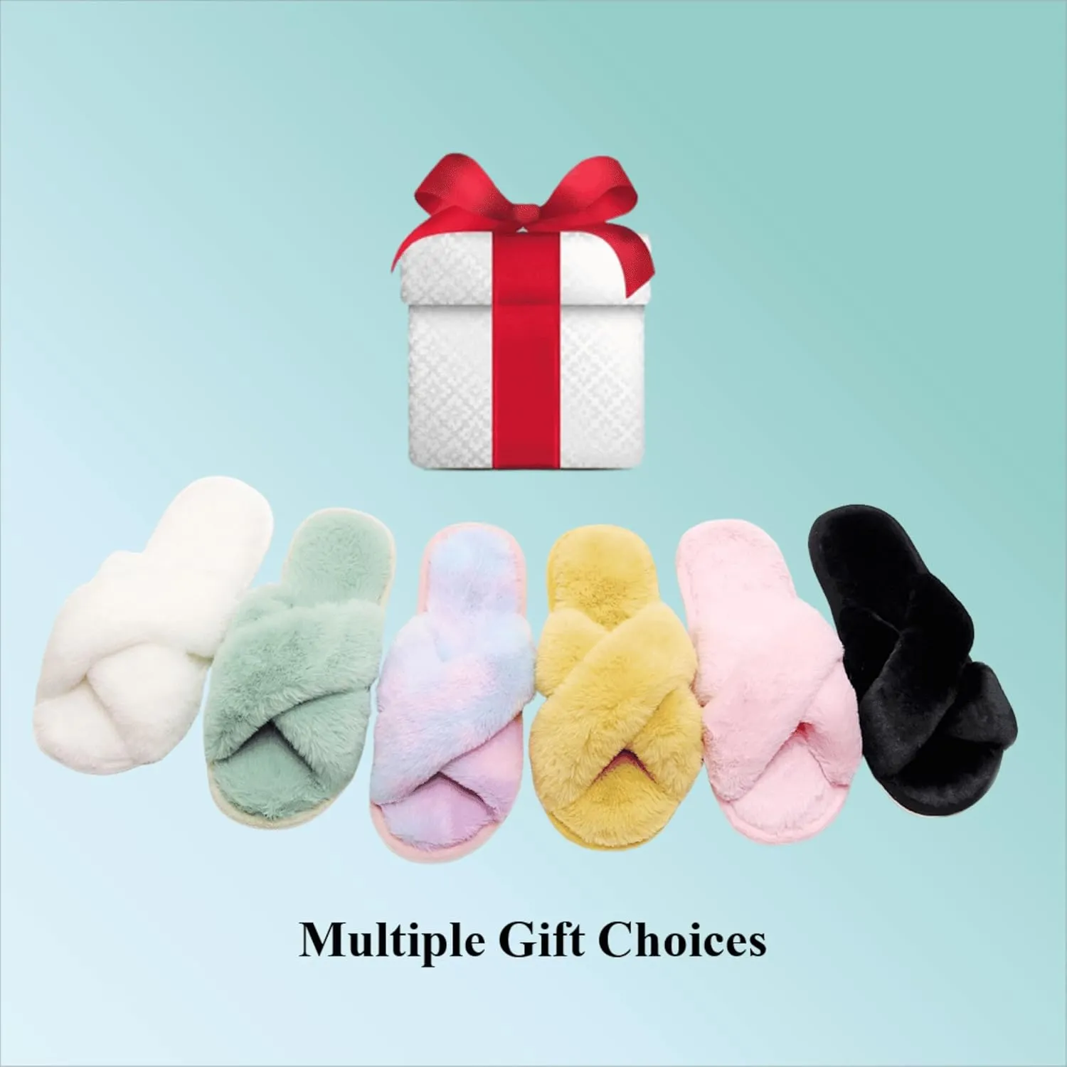 Crazy Lady Women's Fuzzy Fluffy Furry Fur Slippers Flip Flop Open Toe Cozy House Memory Foam Sandals Slides Soft Flat Comfy Anti-Slip Spa Indoor Outdoor Slip on