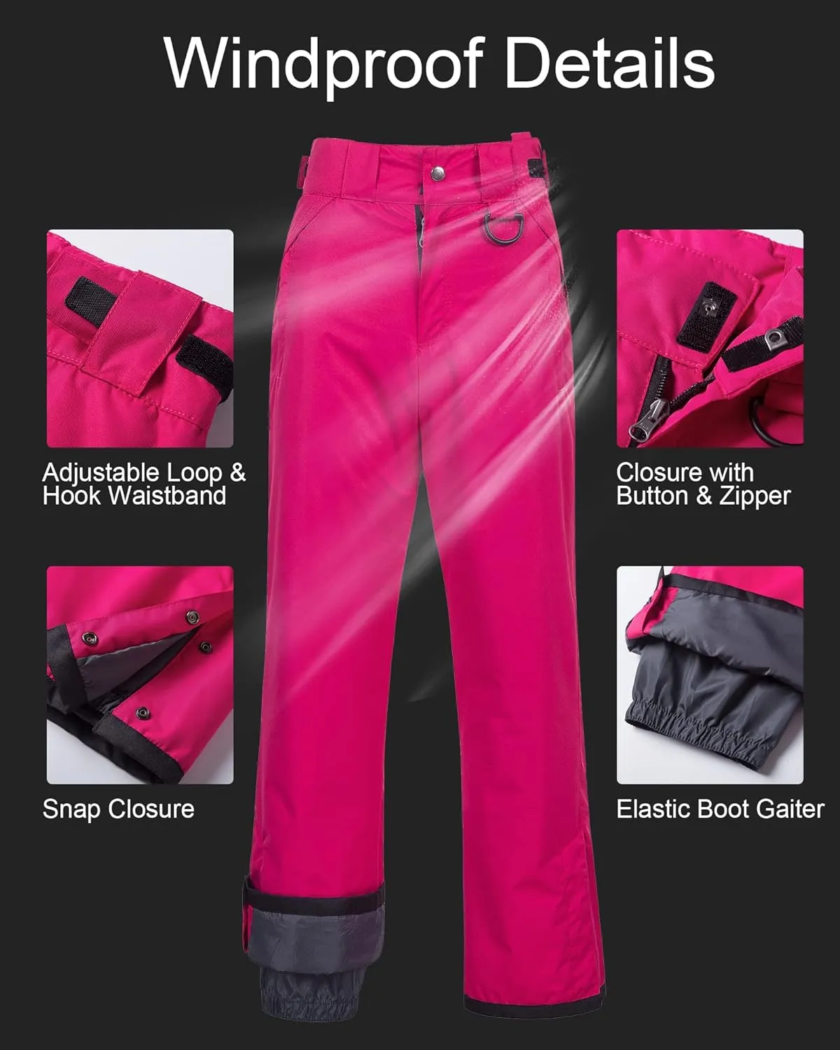 CREATMO US Women's Snow Pants Ski Bibs Waterproof Insulated Winter Snowboard