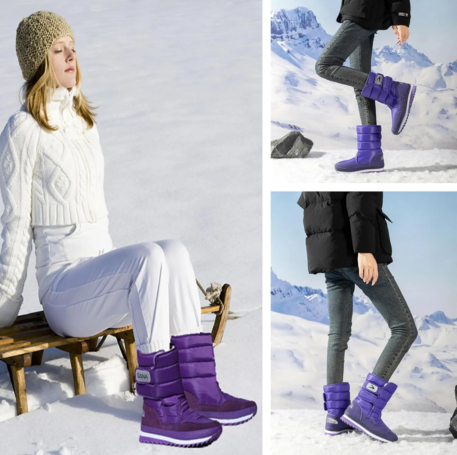 DADAWEN Women's Waterproof Frosty Snow Boot