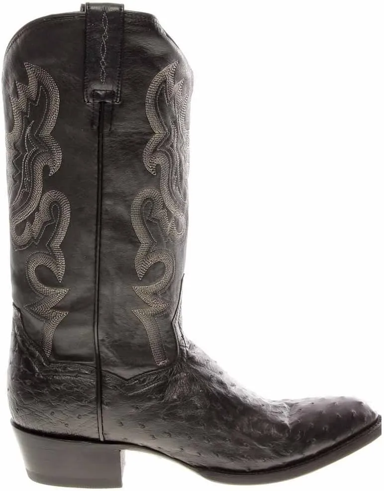 Dan Post Mens Tempe Ostrich Embroidered Round Toe Pull On Dress Boots - Brown