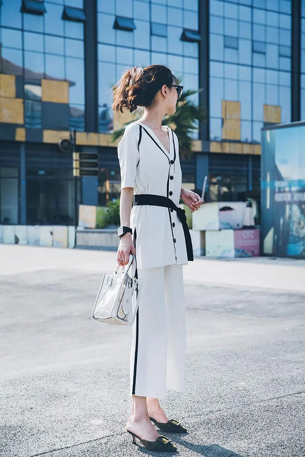 Divanne Heeled Mules for Women, Pointed Toe Slingback Pumps Buckle Kitten Heels Mules Slides Backless Dress Sandals