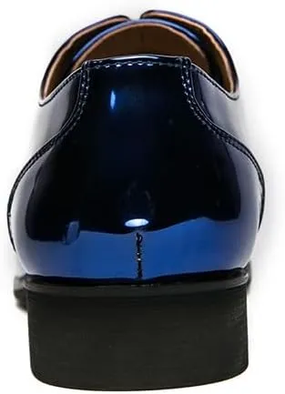 Dress Oxford for Men Lace Up Square Toe PU Leather Cap Toe Oxford Shoes Non Slip Block Heel Low Top Classic