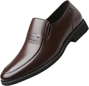 Dress Oxford for Men Men's Leather Slip-On Business Shoes, Comfortable Casual & Formal Work Shoes with Leather Sole, Stylish Suit Shoes for Men