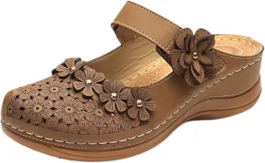 Dressy Summer Sandals for Women 2025 Closed Toe Wedge Sandals Casual Walking Shoes Hollow Out Breathable Cooling Comfort Wear Shoes Office Work Sandal Lightweight Platform Sandal for Vacation Beach