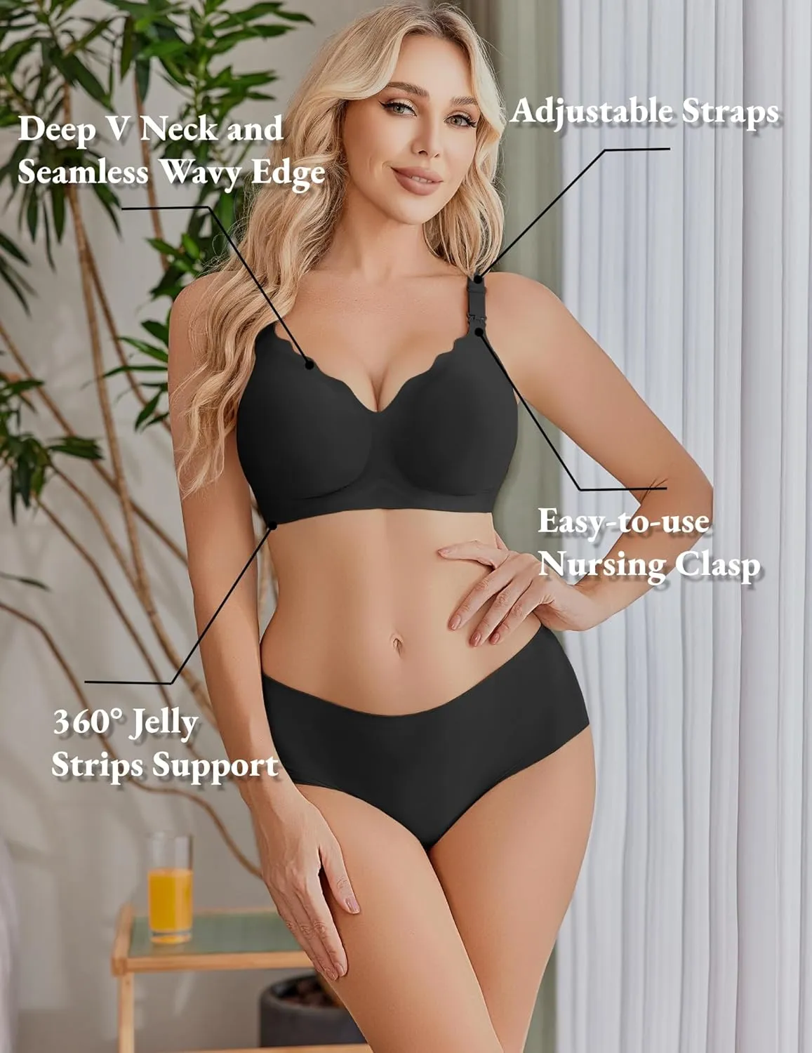 Ekouaer Nursing Bra Wavy Breastfeeding Bras for Women Seamless Maternity Support Wireless Pregnancy Sleep Bralette