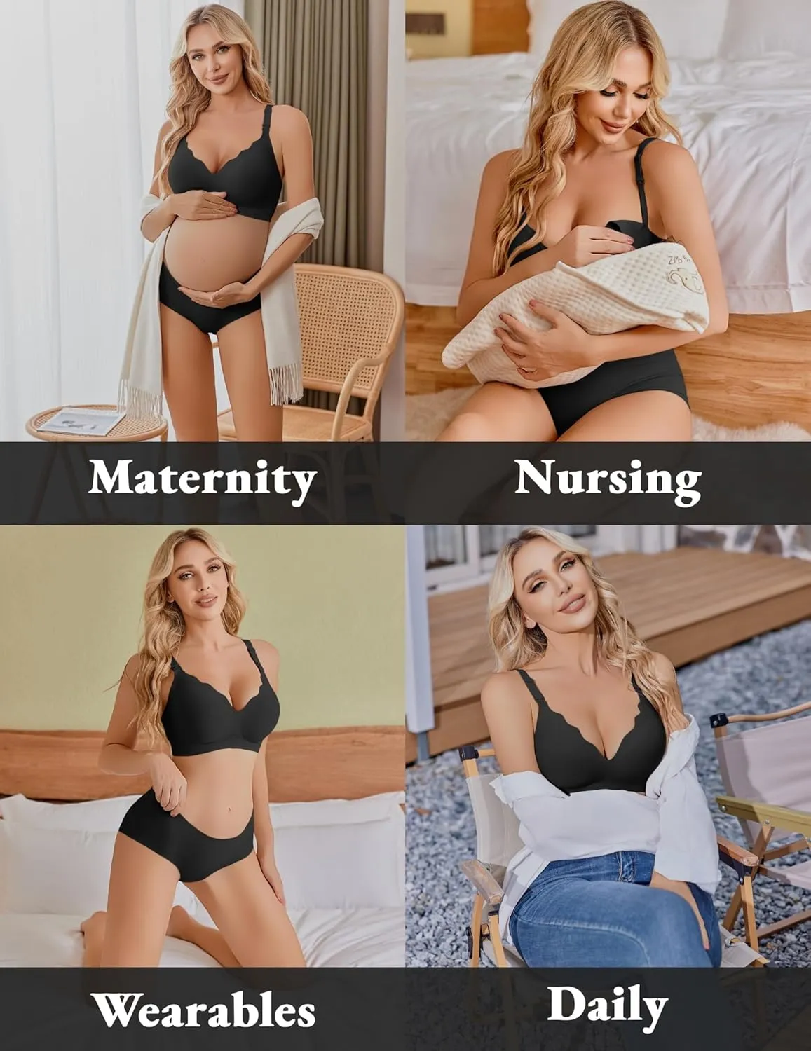 Ekouaer Nursing Bra Wavy Breastfeeding Bras for Women Seamless Maternity Support Wireless Pregnancy Sleep Bralette