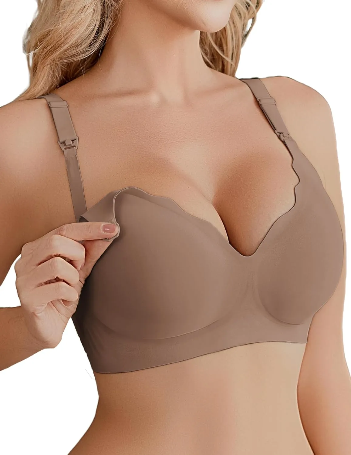 Ekouaer Nursing Bra Wavy Breastfeeding Bras for Women Seamless Maternity Support Wireless Pregnancy Sleep Bralette