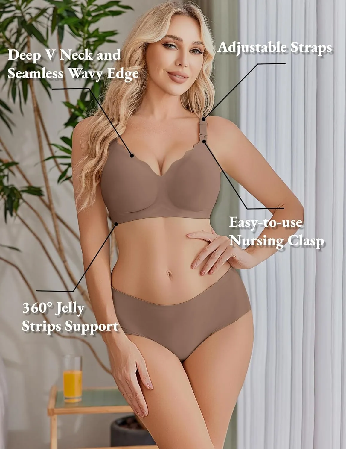 Ekouaer Nursing Bra Wavy Breastfeeding Bras for Women Seamless Maternity Support Wireless Pregnancy Sleep Bralette