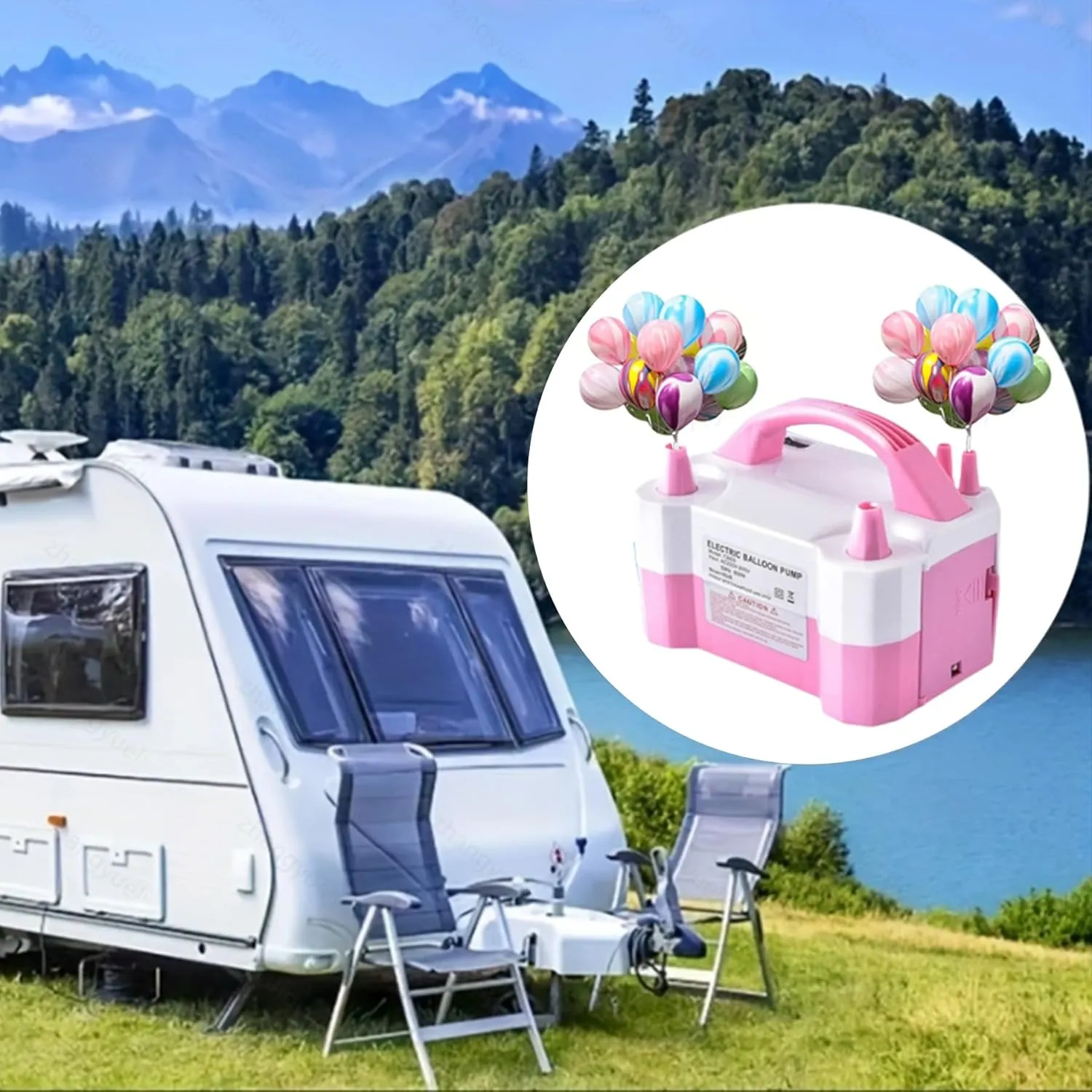Electric Balloon Pump, Portable Dual Nozzle Inflator 600W High-Power 110V Fast Inflation, Time-Saving with Abundant Accessories - Balloons Air Pump for Birthday Wedding Setup
