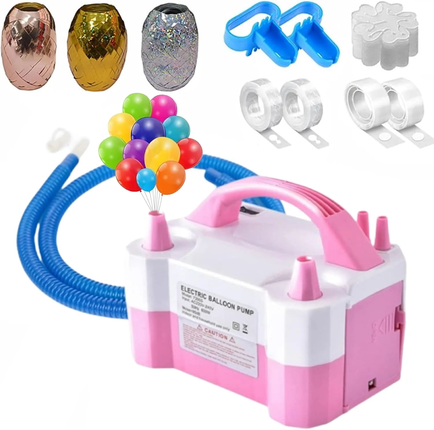 Electric Balloon Pump, Portable Dual Nozzle Inflator 600W High-Power 110V Fast Inflation, Time-Saving with Abundant Accessories - Balloons Air Pump for Birthday Wedding Setup