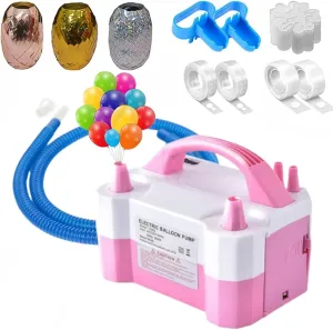 Electric Balloon Pump, Portable Dual Nozzle Inflator 600W High-Power 110V Fast Inflation, Time-Saving with Abundant Accessories - Balloons Air Pump for Birthday Wedding Setup