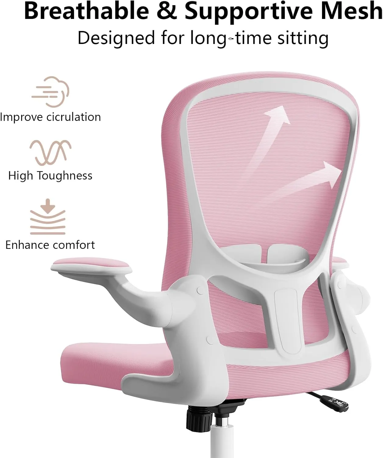 Ergonomic Office Chair, Comfort Swivel Home Office Task Chair, Breathable Mesh Desk Chair, Lumbar Support Computer Chair with Flip-up Arms and Adjustable Height