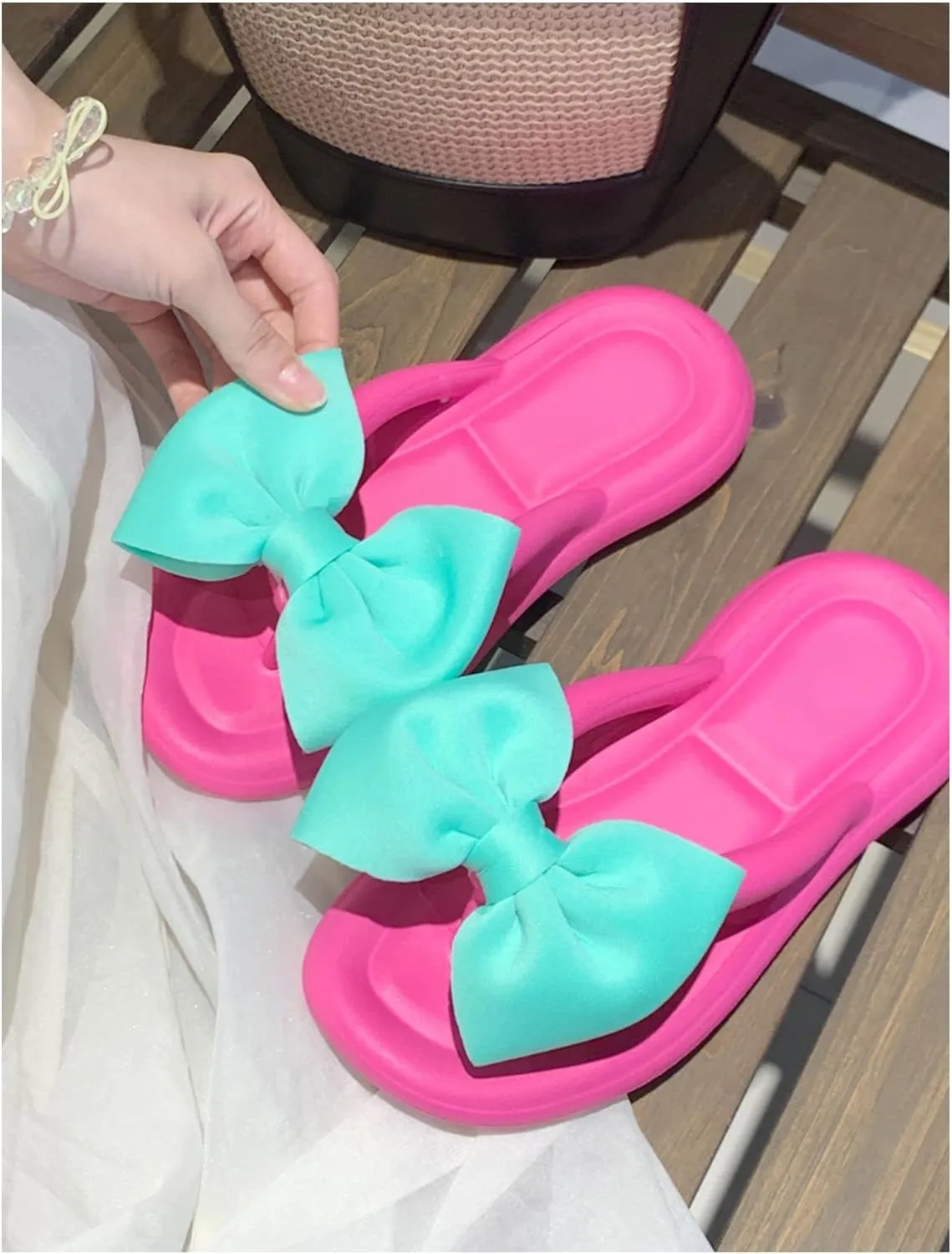 Fairy Bow Flip Flop Summer Beach Sandal Slippers for Womens Girls Women's Flip Flop Sandal Aesthetics Slippers