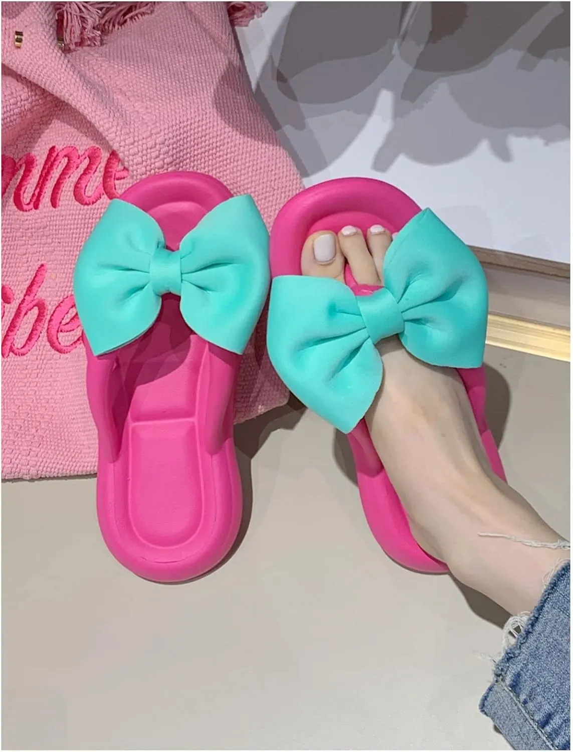 Fairy Bow Flip Flop Summer Beach Sandal Slippers for Womens Girls Women's Flip Flop Sandal Aesthetics Slippers
