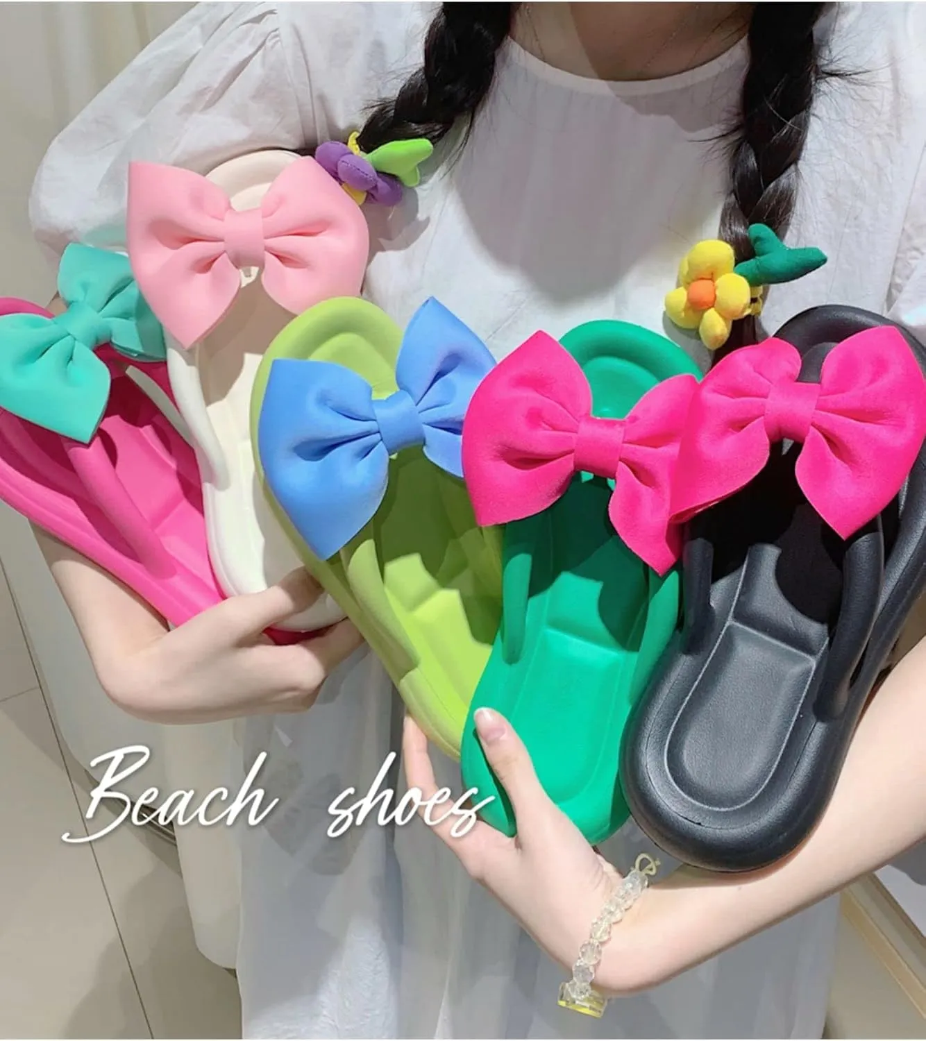 Fairy Bow Flip Flop Summer Beach Sandal Slippers for Womens Girls Women's Flip Flop Sandal Aesthetics Slippers
