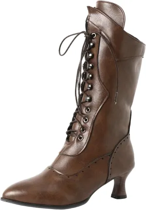Fall Boots Womens Retro Vintage Victorian Boots Lace up Ankle Boots Mid Heel Witch Granny Booties Costume Shoes