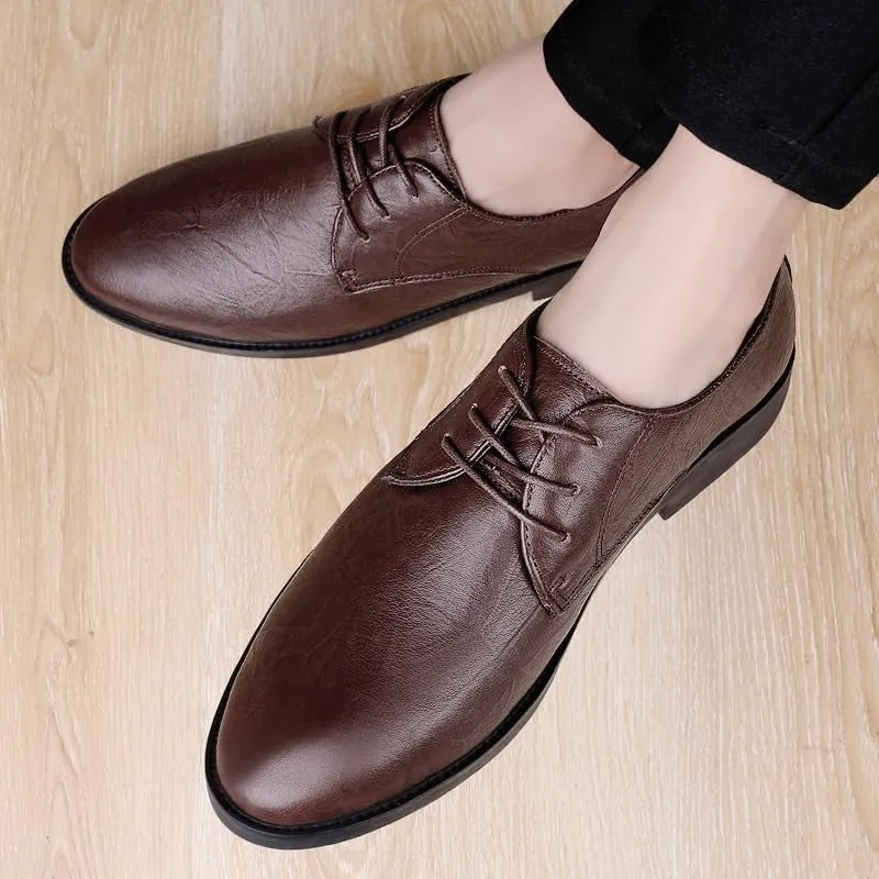 Fashionable Men Casual Lace-up Flats Classic Vintage Brogue Dress Oxford Shoes Low Top Non Slip Loafers