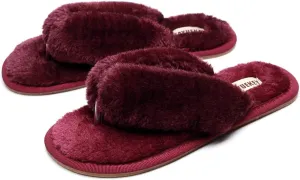 FAYUEKEY Comfort Spa Flip Flops Thong Slide for Women Girls Sexy Fuzzy Bedroom House Slippers with Memory Foam