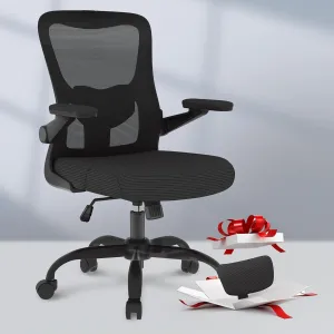 FLEXISPOT Ergonomic Office Chairs Mesh Computer Desk Chair with 4D Flip-up Armrests 2D Lumbar Support Comfy High Back Rolling Task Chair with Swivel Wheels, Black