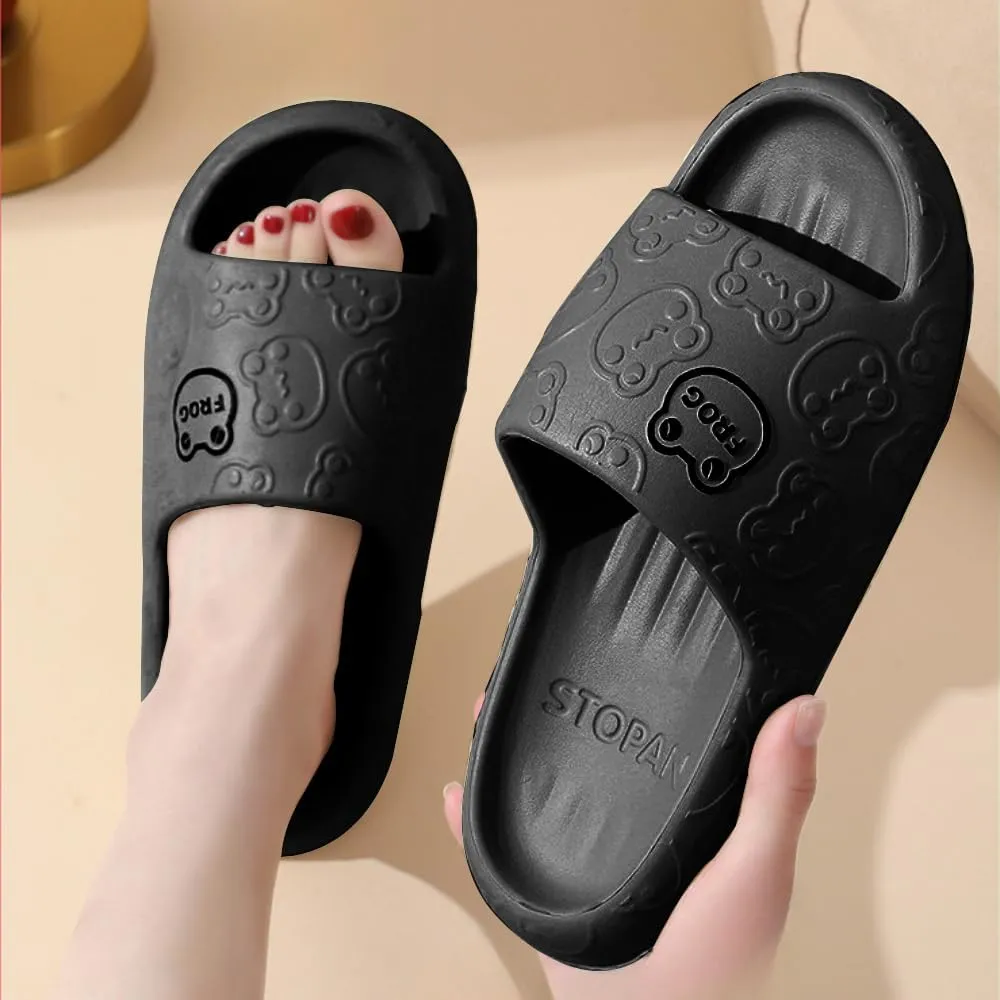 Frog Slippers Cartoon Slippers Summer Female Non-slip Bathroom Couple Home Cute EVA Flip-flops Slippers Outside Wear Men