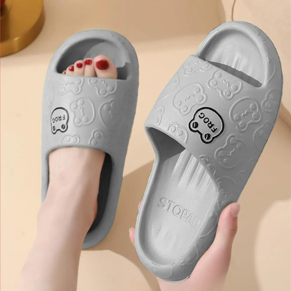 Frog Slippers Cartoon Slippers Summer Female Non-slip Bathroom Couple Home Cute EVA Flip-flops Slippers Outside Wear Men
