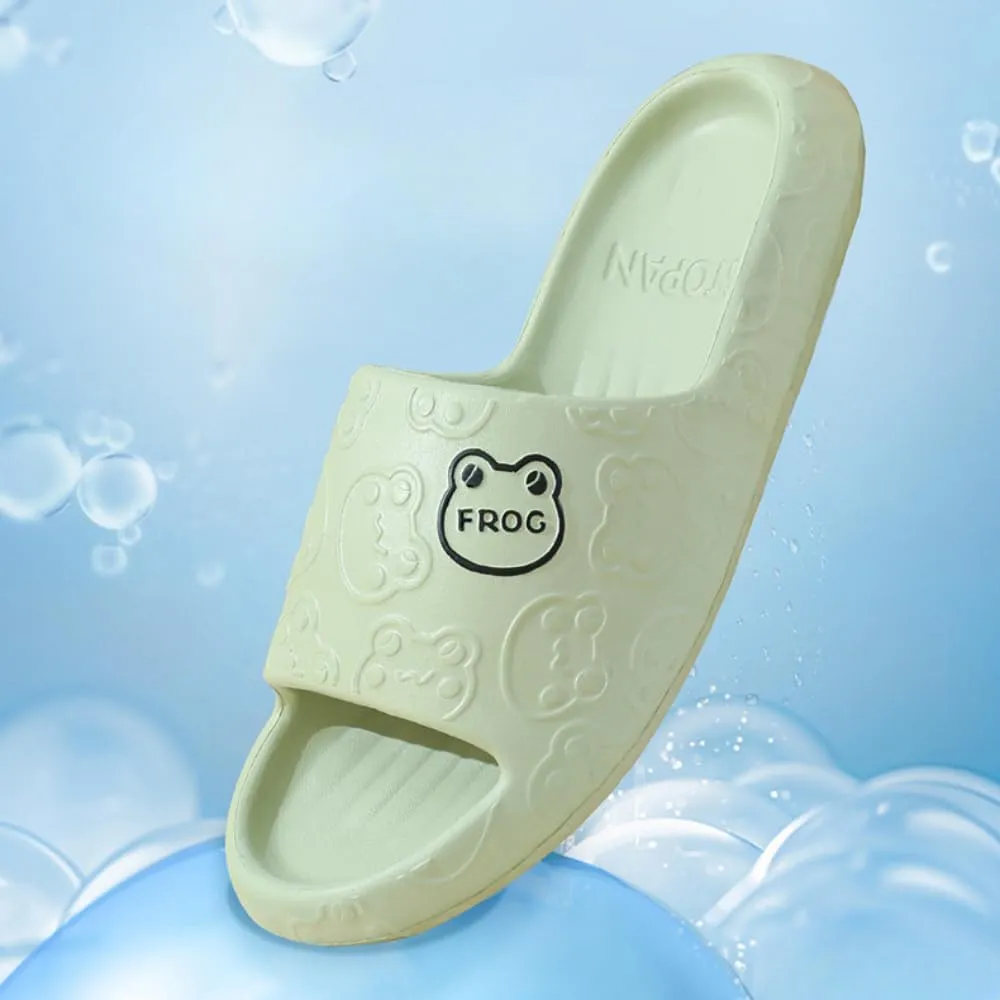Frog Slippers Cartoon Slippers Summer Female Non-slip Bathroom Couple Home Cute EVA Flip-flops Slippers Outside Wear Men