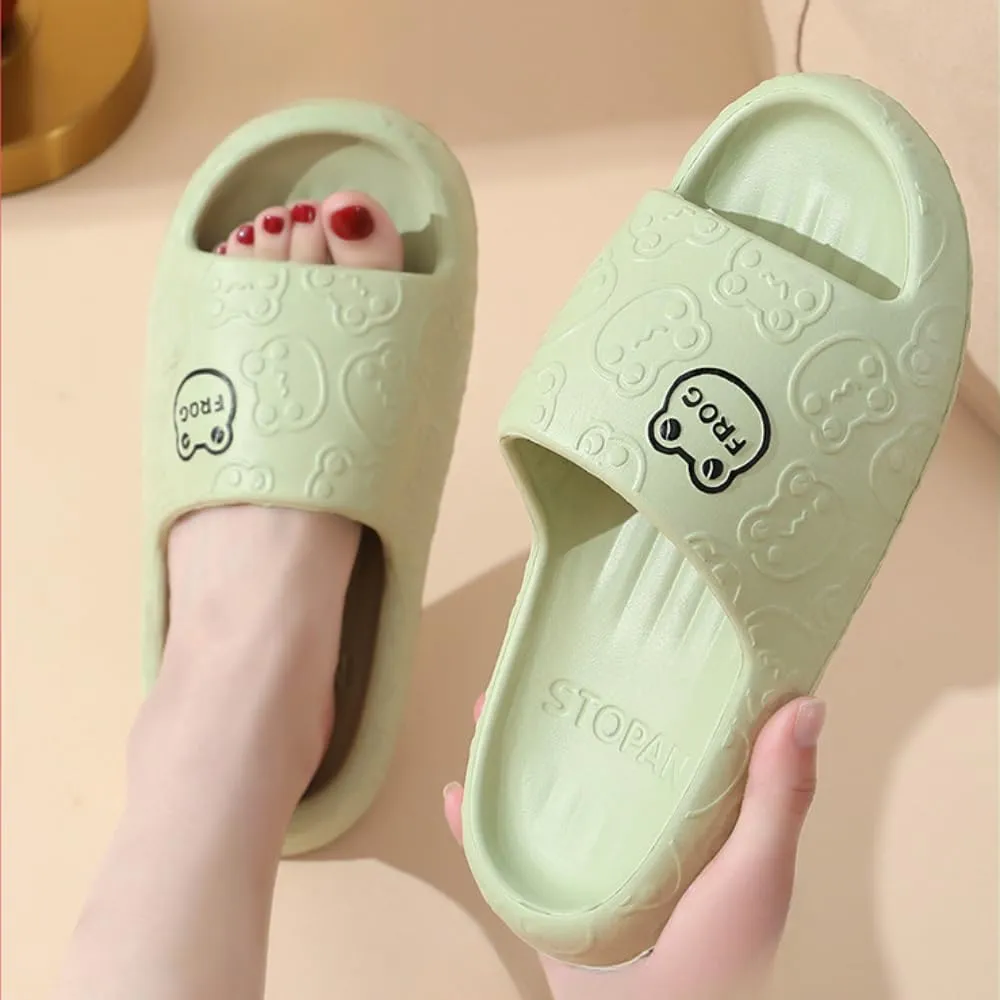 Frog Slippers Cartoon Slippers Summer Female Non-slip Bathroom Couple Home Cute EVA Flip-flops Slippers Outside Wear Men