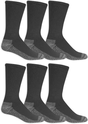 Fruit of the Loom Men's Essential 6 Pair Pack Casual Socks with Cushion and Arch Support