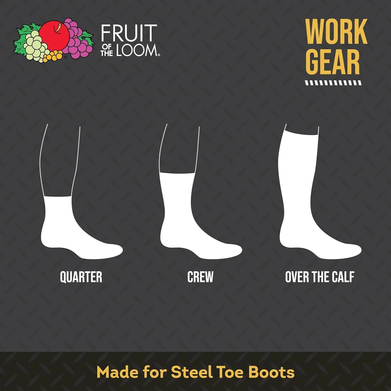 Fruit of the Loom Men's Essential 6 Pair Pack Casual Socks with Cushion and Arch Support