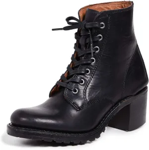 Frye Women's Sabrina 6G Lace Up Combat Boots, Black, 8.5