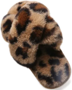 Girl's Fuzzy Fluffy Furry Slippers Fur Flip Flop Open Toe kids Slippers Cross Band Shoes Slides for Girls House Home Indoor Outdoor