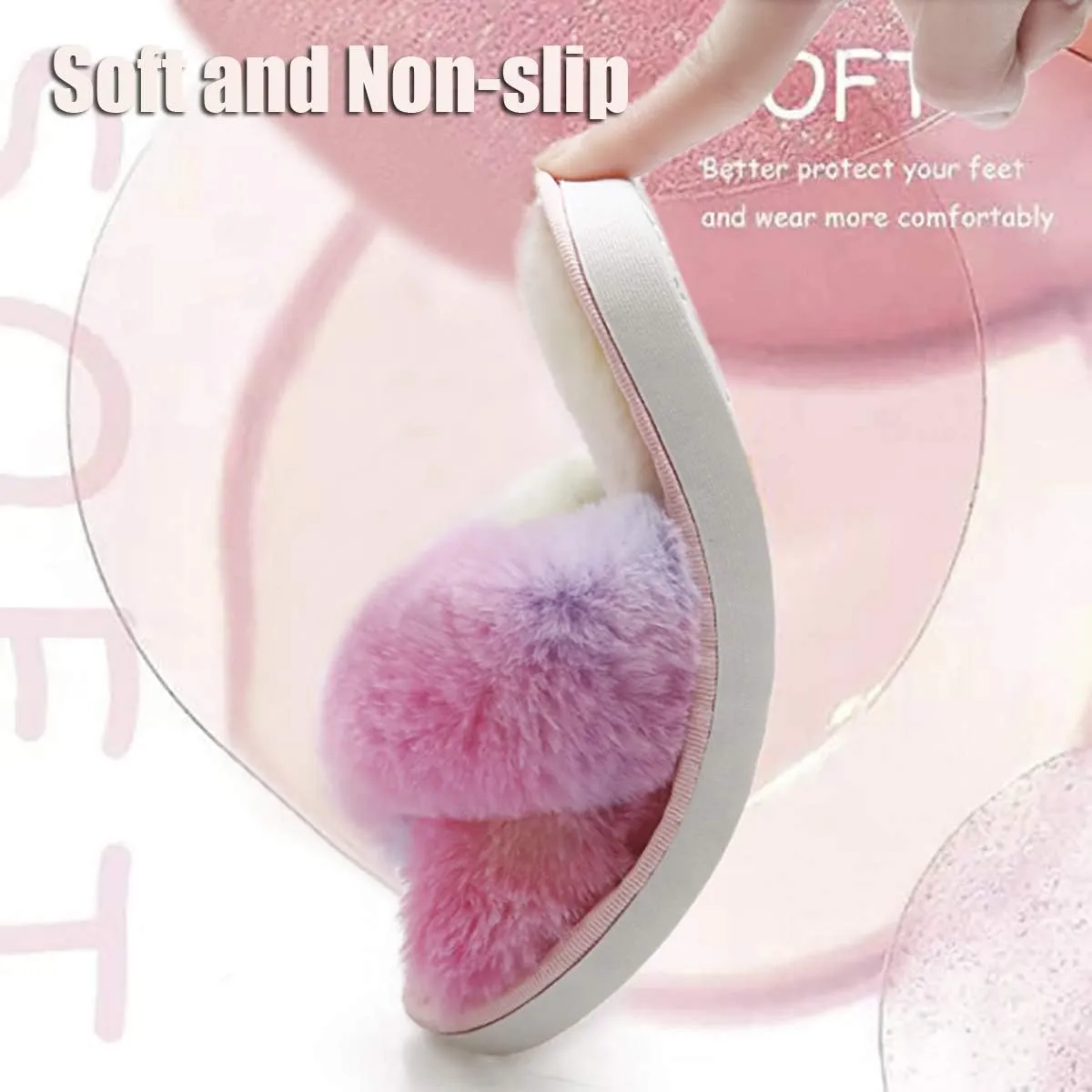 Girl's Fuzzy Fluffy Furry Slippers Fur Flip Flop Open Toe kids Slippers Cross Band Shoes Slides for Girls House Home Indoor Outdoor