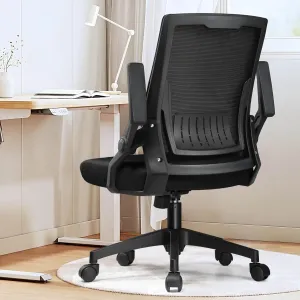 GTRACING Ergonomic Office Chair with Flip-up Armrests Executive Computer Chair for Home Office, Breathable Mesh & Adaptive Lumbar Support, Wide Seat Black