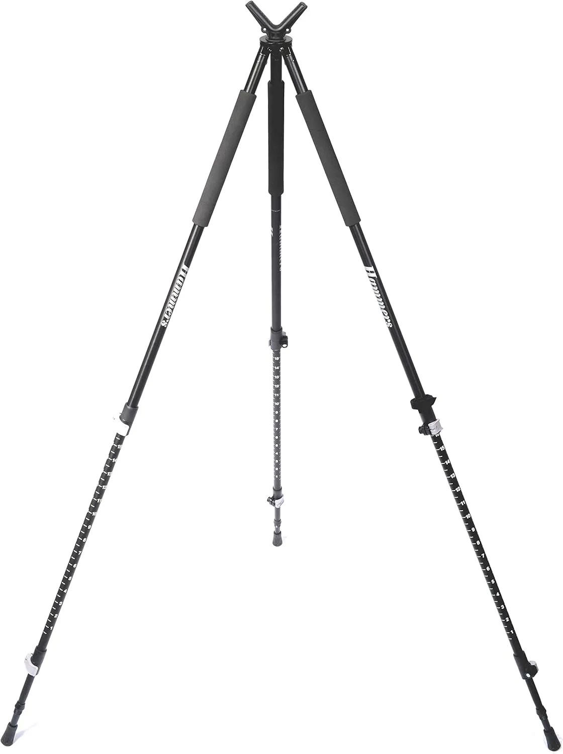 Hammers Full Size Telescopic Hunting Shooting Tripod w/Free Pivot V Yoke Mount and Quick Adjustable Flip Lock Legs Max Height 68"
