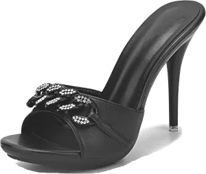 Hanfike Stiletto High Heel Mule Sandals for Women Slip on Summer Slide Shoes
